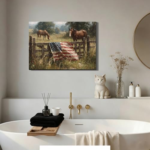 ZERILYN Ship Next Day – Patriotic Canvas Wall Art, American Flag Pictures, Farmhouse Canvas Prints, Rustic Wall Decor, Americana Living Room Artwork, Large Canvas Prints, Made in USA - Image 4