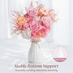 Lewondr Preserved Flowers Bouquet, Pink Roses Forever Flowers for Delivery - Image 2