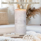 3x6 inch Pillar Candles Cozy Cotton Scented Set of 3 Gray White Layered Mottled Aromatherapy Candles for Weddings Home Wall Shelf Decorations Yoga Spa Dinner Table - Image 4
