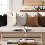 decorUhome Fall Brown Linen Throw Pillow Covers 26x26 Set of 2 - Image 4