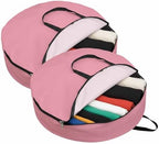 24 Inch Round Storage Bag 2 Pack,Minimalist Solid Pure Pink Waterproof Wreath Storage Container with Handles&Zipper Unadorned Single Color Art Closet Organizer Bags Garland Box - Image 2