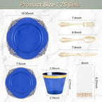 Bestluck 175PCS Clear Blue Plastic Plates for 25 Guests - Image 2