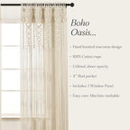 Lush Decor Boho Macrame Textured Cotton Window Curtain Panel Single 40" W x 63" L Neutral - Macrame Curtains for Windows, Room Divider, Boho Wall Decor - Image 6