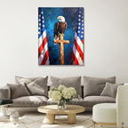 HomeifHue July 4th Patriotic Canvas Wall Art 4th of July USA Decorations American Flag Painting Picture Eagle Pictures for Wall Decor Independence Day Home Decor（F1 16x20in） - Image 2