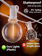 GOOTHY LED Outdoor String Lights Waterproof, 50Ft G40 Globe Patio Light Plug in with 52 Shatterproof Bulbs, Hanging Outdoor Lights for Backyard Garden Bistro Balcony Party Wedding Decor, White Wire - Image 5