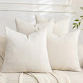 Set of 4 Soft Textured Decorative Throw Pillow Covers 20x20 Inch Cozy Farmhouse Cushion Cover Square Accent Pillow Cases for Bed Couch Sofa Living Room, Cream White by Cozoomy