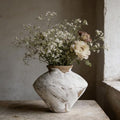 Wabi Sabi Vintage Vase, 6.3" Tall Wabi Sabi Decor Rustic Farmhouse Pottery Vase for Centerpiece, White Textured Pottery Flower Vase for Home Decorative, Table, Living Room, Bedroom, Bathroom, Kitchen by QIANLING