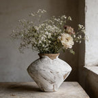 Wabi Sabi Vintage Vase, 6.3" Tall Wabi Sabi Decor Rustic Farmhouse Pottery Vase for Centerpiece, White Textured Pottery Flower Vase for Home Decorative, Table, Living Room, Bedroom, Bathroom, Kitchen by QIANLING