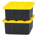 HOMZ Durabilt Plastic Storage Bins with Lids, 15 Gal, Black/Yellow, 2 Pack by Homz