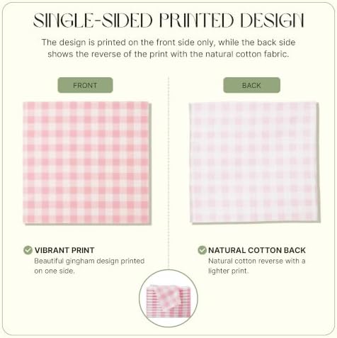 Cloth Napkins Set of 12, 100% Cotton Reusable Gingham Printed Dinner Napkins, 18x18” Washable Table & Kitchen Napkins for Home, Dining, Party, Pink & White - Image 2