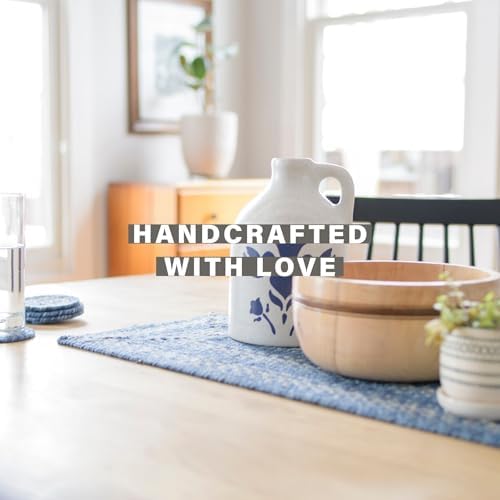 Homespice Denim Braided Placemats for Coastal Decor, Oval 13x19 Set of 6 - Image 3