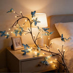 Blue Butterfly LED Tree Branch Lights for Wall, Butterfly Vine Lights for Bedroom with 96 LED Flower String Lights and USB Powered,8Lighting Modes for Indoor Window Wedding Decor (75 in) - Image 4
