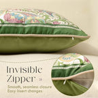 Vintage Green Floral Pillow Cover 18x18, Paisley - Image 5