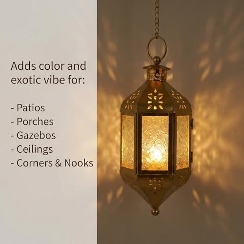Vela Lanterns Decorative Indoor Hanging Candle Holder, Cobalt Blue, 3-Pack - Image 4
