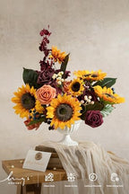 Ling's moment Artificial Wedding Flowers Grand Combo, Sunflower & Marsala - Image 2