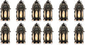 NUPTIO 6 Pcs Hanging Candle Holder Lantern Centerpiece Table/Hanging Glass Hexagon Moroccan Candle Lantern Holders, Black (Pack of 2) by Nuptio