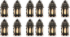 NUPTIO 6 Pcs Hanging Candle Holder Lantern Centerpiece Table/Hanging Glass Hexagon Moroccan Candle Lantern Holders, Black (Pack of 2) by Nuptio