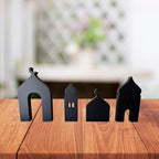 4-Pcs Masjid & Minar Decor Set (5"–7") — Elegant Contemporary Islamic Home Accent & Arabian Style Table Decor (Black) - Image 3