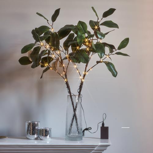 Hairui Lighted Magnolia Branches with Timer 32IN Battery Operated or USB Plug in, Faux Greenery Willow Branch with Lights 60 LED Fairy Lights for Room Fireplace Spring Decoration - Image 7