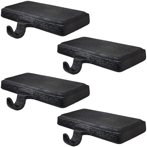 Lulu Decor Black Christmas Stocking Holders for Mantle Set of 4 - Heavy Cast Iron Weighted Strong & Sturdy Low Profile Flat Base Stocking Hooks, Simple Design for Mantle Decor Weighs 2 lbs 10 oz Each by LuluDecor