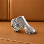 Vagabond House Pewter English Horse Saddle Napkin Ring - Equestrian Table Decor - 2.75" L x 2.5" H - Image 5
