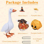 13'' Porch Goose Statue with 2 Sets Replaceable Halloween Outfits - Image 2