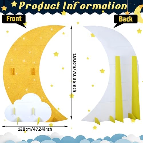 CroBlissful 5.9 ft Large Moon Standup Party Decor Gold Moon Decoration - Image 2
