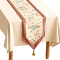 patdrea Designer Idyll Linen Table Runner, Vintage Beige Farmhouse with Ancient Spring Figure and Fruit Trees Pattern Table Mat, Decoration for Kitchen Dining Banquet Christmas ,12"*87" by patdrea