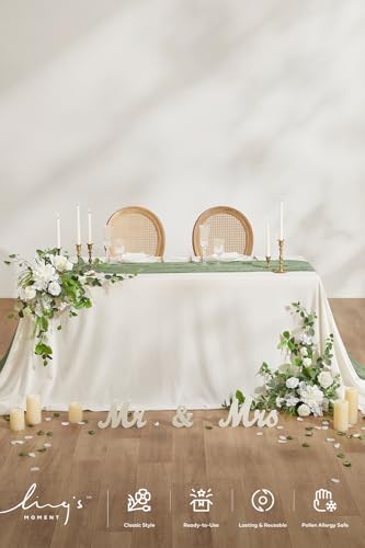 Ling's moment 2 Pack White Sage Floral Garland Wedding Arch Flowers - Image 4