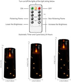 Nimiko Flickering Flameless LED Candles, 9 Pcs with Embedded Star String, Acrylic LED Pillar Candles with Remote, Suitable for Home Decoration (Black) - Image 2