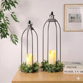 Decorative Candle Lanterns Set of 2, Black Metal for Indoor & Outdoor by DARJEN