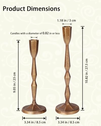 Gold Cast Iron Taper Candle Holders Antique Decorative Candlestick Holder - Image 6