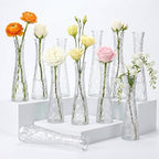 12 Pcs Diamond Pattern Glass Bud Vases, Clear Small Single Stem Flower Vase, Table Centerpiece Decor Vase for Wedding Party Home Kitchen Office Decoration Gift by SHOHAYTO