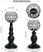 Black Crystal Candle Holders Set of 4(11.4" & 8.8") - Image 2