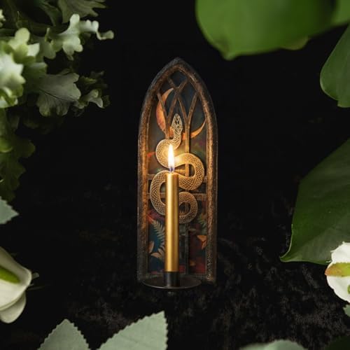 Gothic Wall Candle Sconces Set of 2, Snake and Moon Iron Wall Mounted Candelabra Holder with Removable Trays for Taper & Pillar Candles, Natural Aesthetic Boho Art Hanging Design Decor - Image 3