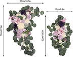 Artificial Wedding Arch Flowers Kit, 2 Pcs Garlands Silk Peony Flower Swag, Rustic Artificial Eucalyptus Greenery Floral Swag, Artificial Floral Garland Wreath for Wedding Ceremony Party Home(Purple) - Image 2