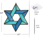 Jewish Star Stained Glass Window Hanging,Star of David Suncatcher - Image 5