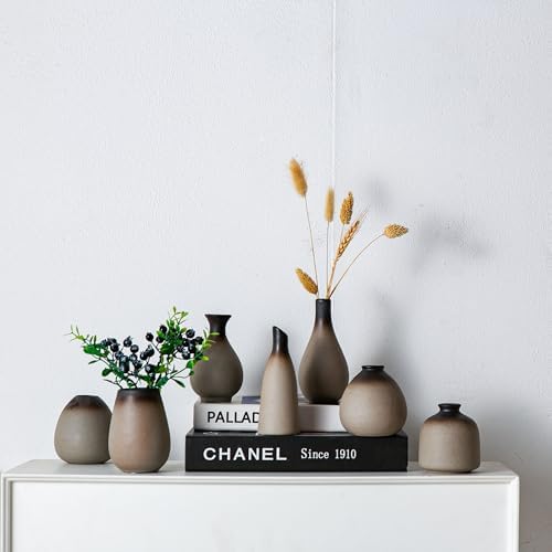 Tanvecle Small Rustic Vases, Ceramic Bud Vase Set 11, Farmhouse Home Decor - Image 5