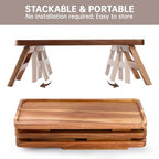Tiered Serving Tray 17 Inch Acacia Wooden Cupcake Stand & Platters 3 Tiered Tray Foldable Dessert Table Display Set Decor for Party Charcuterie Boards for Birthday, Wedding, Christmas, Valentine's Day - Image 5