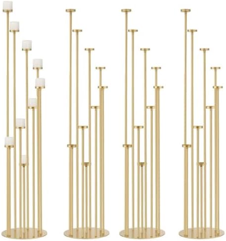 4pcs Gold 9-Arm Floor Candelabra, Tall Candle Holder Set by WeddingPartyDecoration