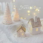 Champagne Ceramic Houses Statue Christmas Village with LED Light, Exquisite Porcelain Miniature Indoor Decorations for Home,Large House - Image 3