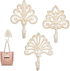 Sungmor Set of 3 Decorative Cast Iron Wall Hooks – Vintage Ornate Design with White Distressed Finish – Heavy Duty Rustic Wall Hangers for Entryway, Bathroom, Kitchen, or Bedroom Decor - Image 2