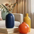 Colorful Ceramic Vase Set, Small Burnt Orange Blue Yellow Vases Home Decor,Fall Décor Modern Farmhouse Vases for Home Decor, Organic Decor Accents for Living Room, Table, Shelf, Entryway, Set of 3 by GAOSHENG