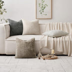 MIULEE Soft Decorative Chenille Euro Pillow Covers Neutral 24x24 Pack of 4 - Image 5
