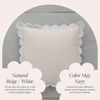 BEBE BASK Scalloped Pillow Cover Set of 2, 18x18, Cotton - Natural - Image 5