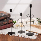 Bow Candle Holder - Bow Candlestick Holder Set of 3 Metal Gold, Modern Decorative Taper Candle Holder for Centerpiece Wedding Dining Table Holiday Housewarming Gift (Black) - Image 2