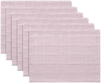 ZeeMart Linen Checked Farmhouse Placemats Set of 6, Pink 13x19in - Image 7