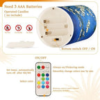 ALAZA Van Gogh Almond Blossom Flickering Flameless Candles Battery Operated with Remote Timer,Tea Light Candles LED Pillar Votive Candles Set of 2 for Outdoor Indoor Decorations - Image 4