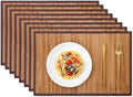 Bamboo Placemats Set of 8 with Fabric Border, Table Mats, Camel by Chryeiiu