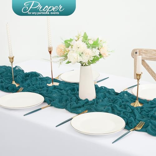20 Pack Teal Cheesecloth Table Runner 120 Inch 10FT Rustic Boho Gauze Cheese Cloth Table Runner for Wedding Party Baby Shower Thanksgiving Christmas Decoration - Image 4